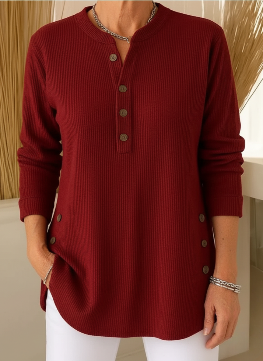 Elisa™ – Solid Knit Sweater with Long Sleeves