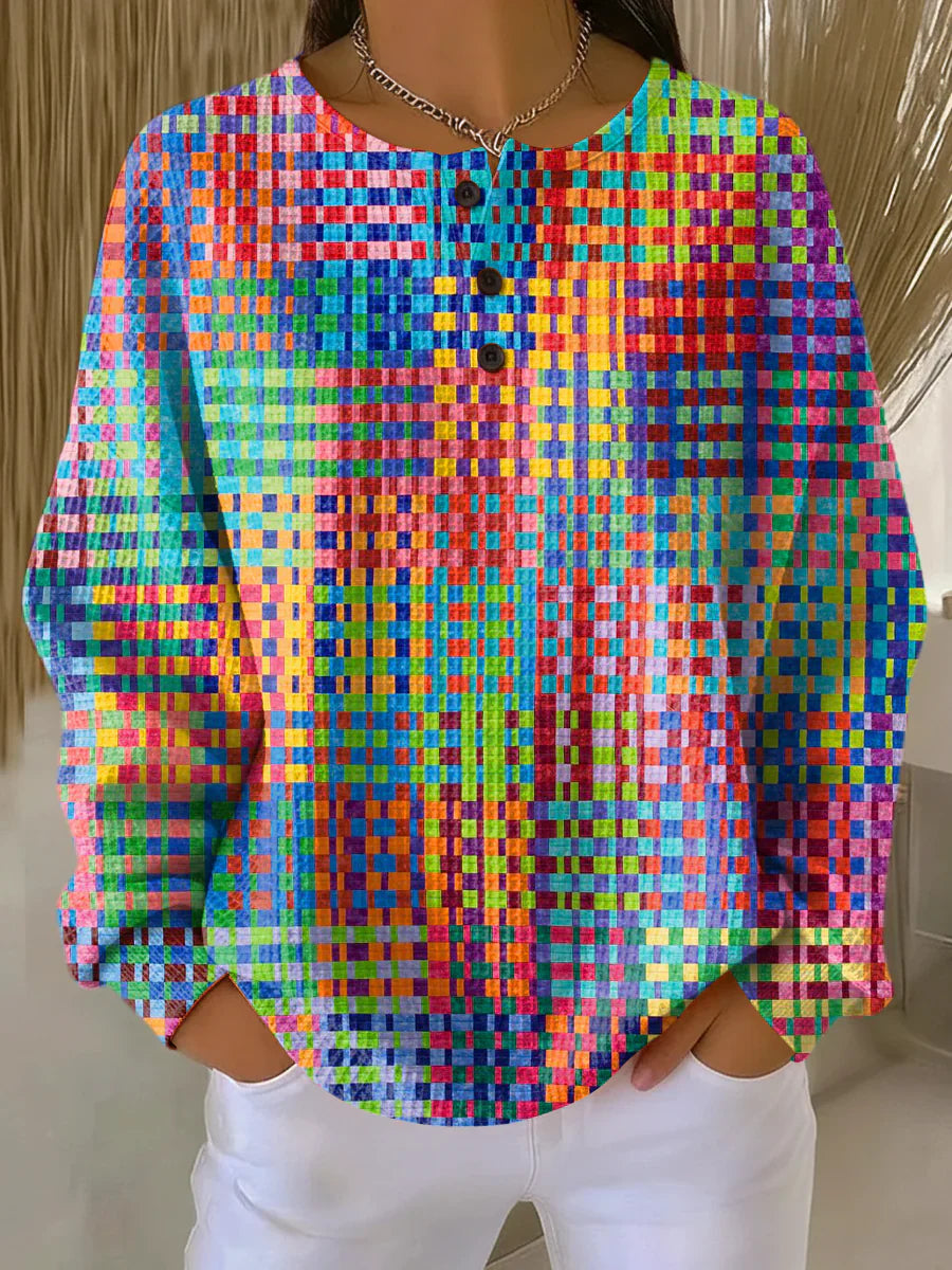 Rosa™ – Sweater with Colorful Checkered Pattern