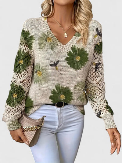 Aurélie | Elegant Floral Knit Sweater
