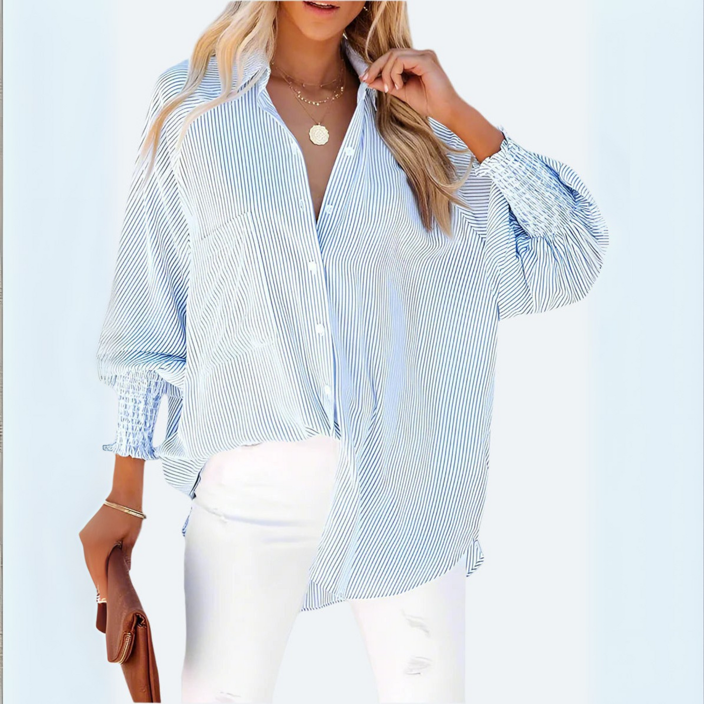 Elvessa Ethereal Stripe Blouse