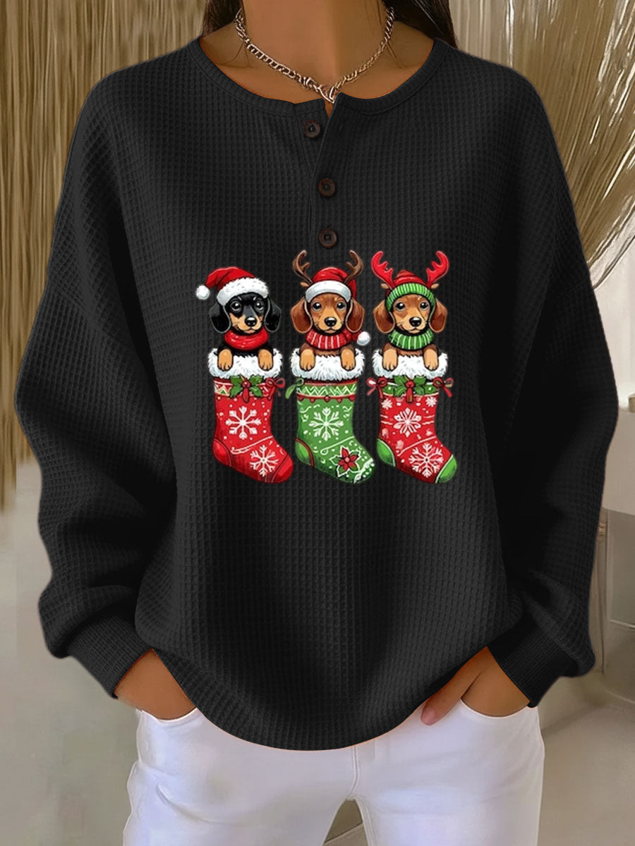 Grethe™ – Vintage Christmas Sweater with Dog Motif