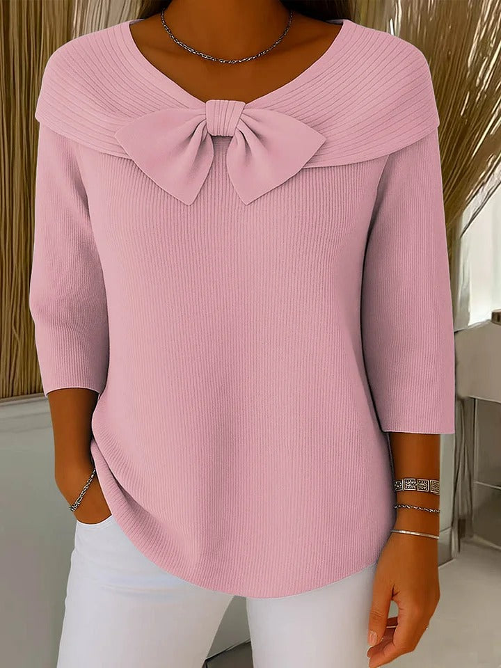 Serenna™ - Women’s Sweater with Bow and Round Neck