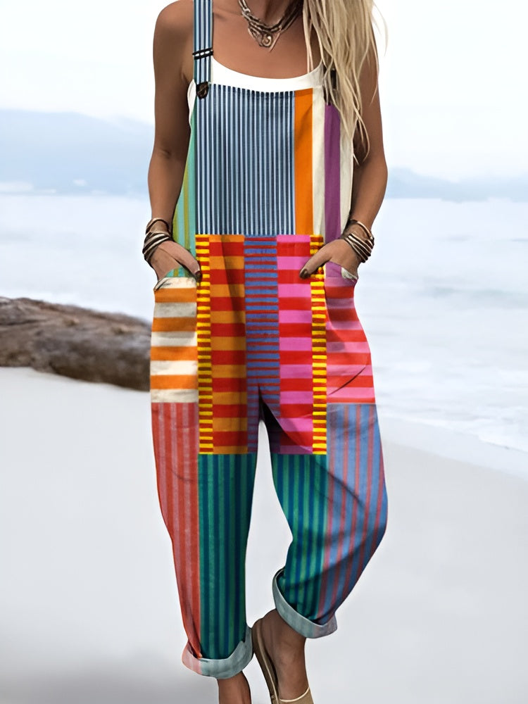 Larke™ | Colorful Pop-Stripe Overalls