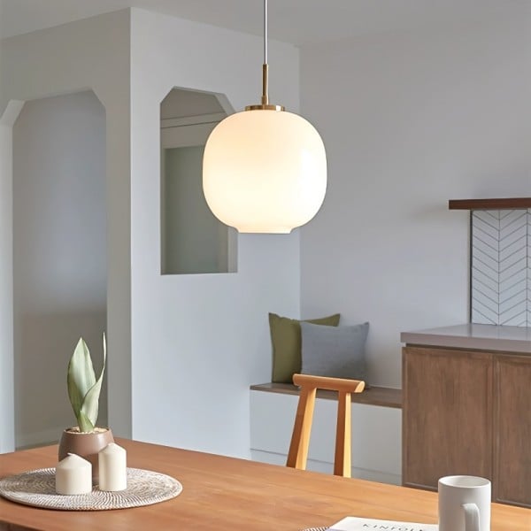 Modern Nordic opal glass pendant lamp with radius