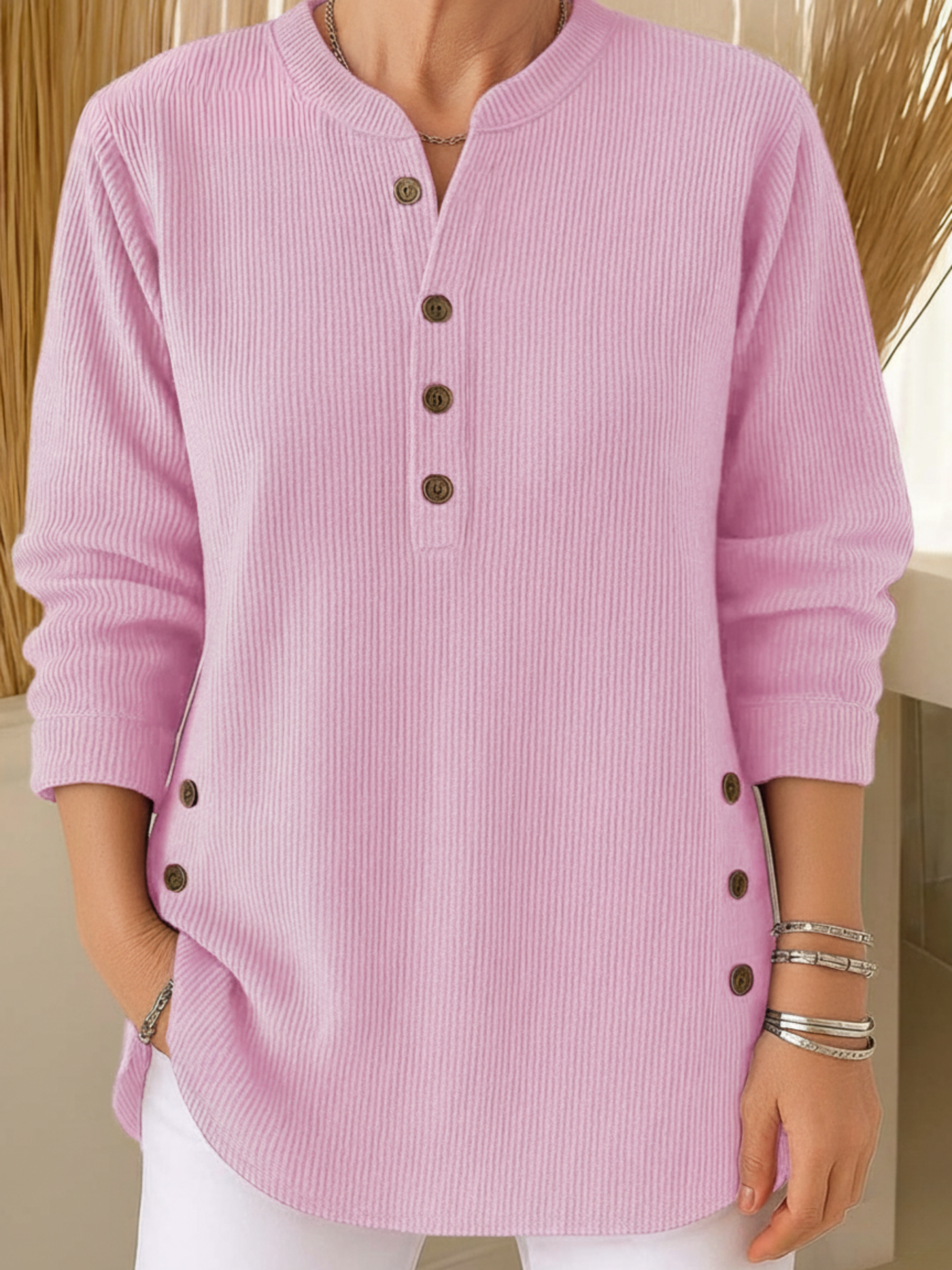 Elisa™ – Solid Knit Sweater with Long Sleeves